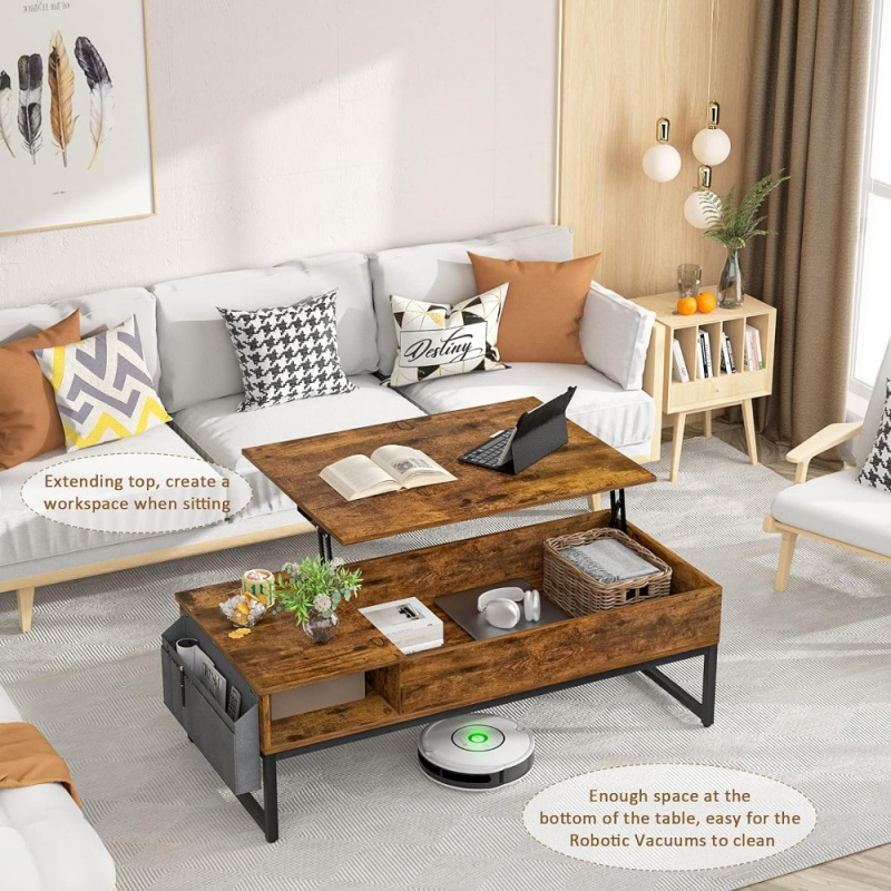 Tea and Coffee Tables for Living Room Wood Lifting Top Central Table Metal Frame Furniture Kitchen Table With Chairs Dining Side