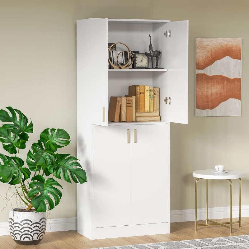 Black 71" Kitchen Pantry Storage Cabinet, Tall Freestanding Pantry Cabinet with Doors and Adjustable Shelves